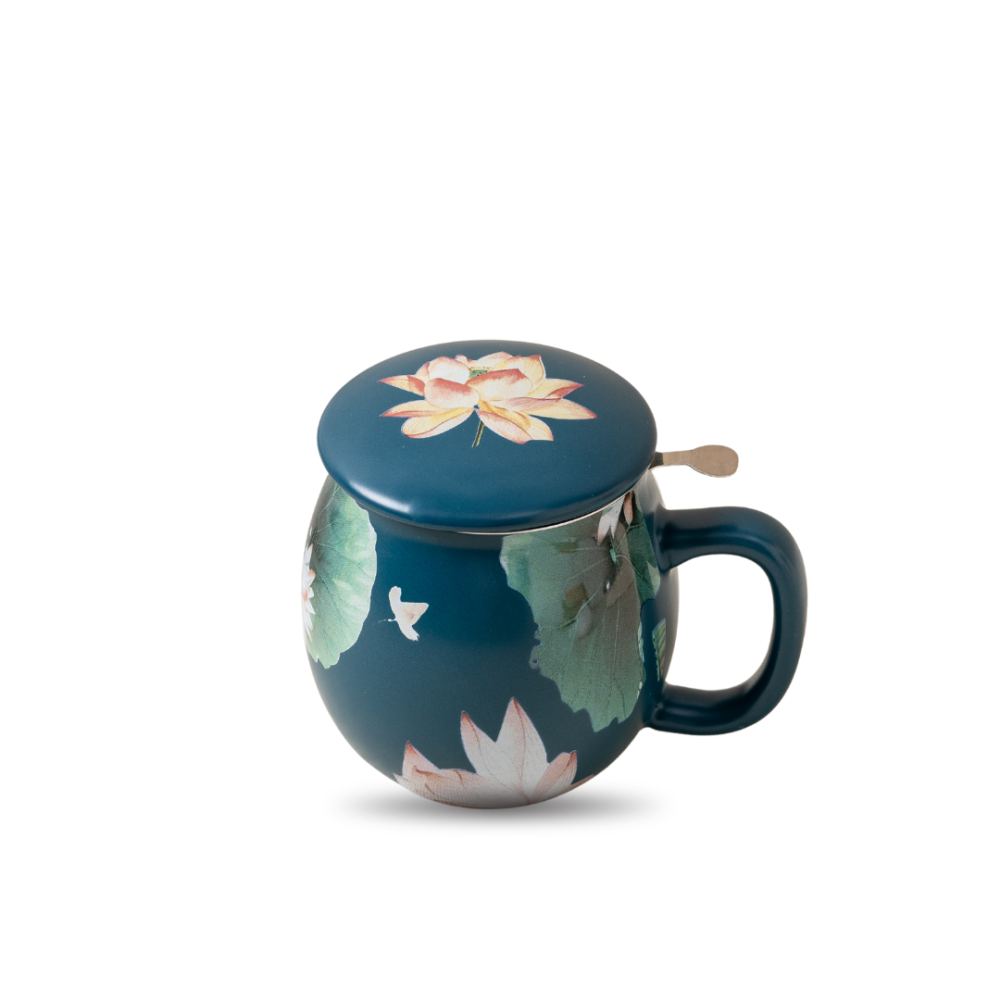 Il mondo del te - Theemok blauw met bloemenprint