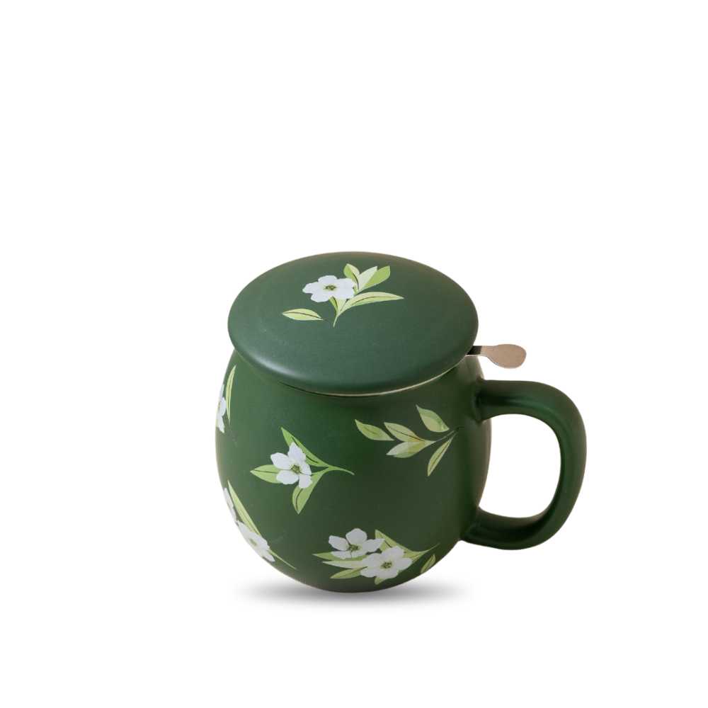 Il mondo del te - Theemok groen met bloemenprint - 