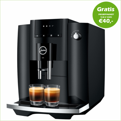 JURA E4 Piano Black € 729,- en gratis proefpakket nu scherp geprijsd